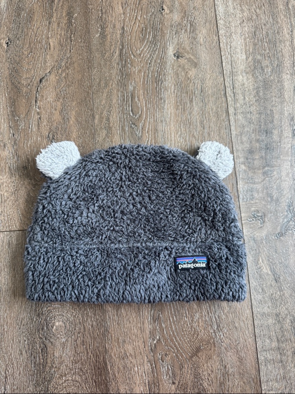 Patagonia Gray Sherpa Beanie with Ear Accents kids size 2T-5T